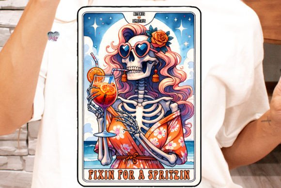 Aperol Spritz Tarot Card PNG Skeleton: A Unique Design Asset