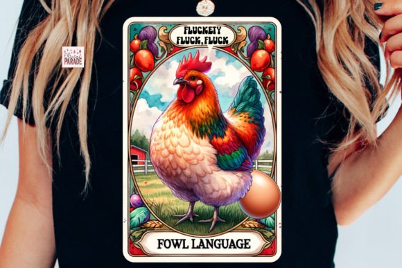Chicken Tarot Card PNG Fowl Language: A Playful Design Asset