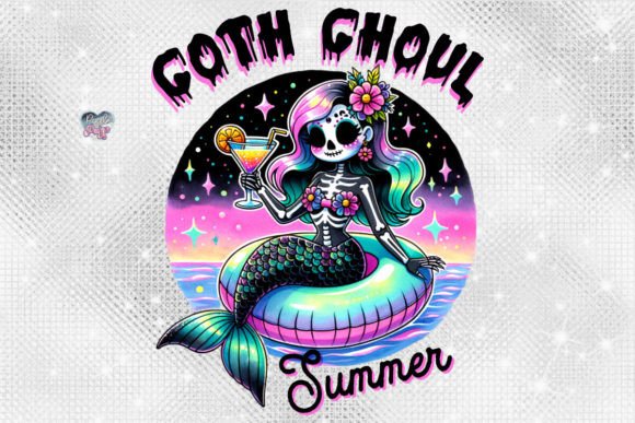 Goth Ghoul Summer PNG Skeleton: Trendy Pastel Goth Mermaid Designs