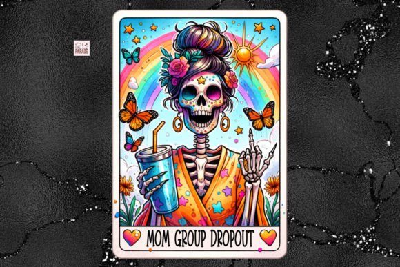 Sassy Skeleton Mom Tarot Card PNG for Creative Projects