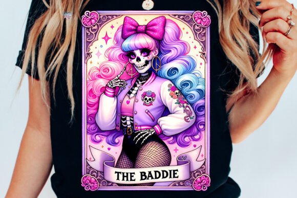 Sassy Skeleton Tarot Card PNG The Baddie: Bold Digital Art