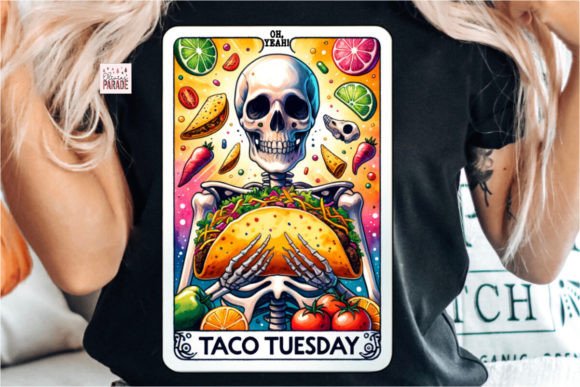 Taco Tarot Card Skeleton PNG: Creative Design Asset