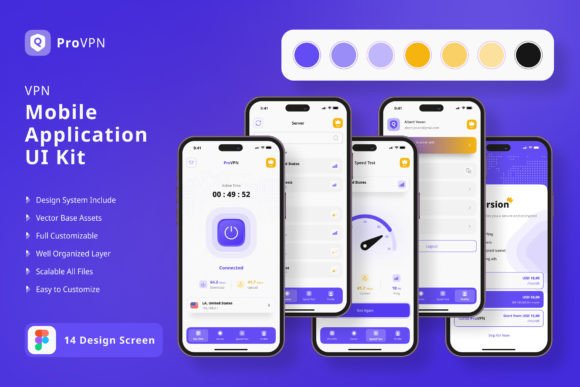 VPN App Mobile UI KIT: Streamline Your App Design Process